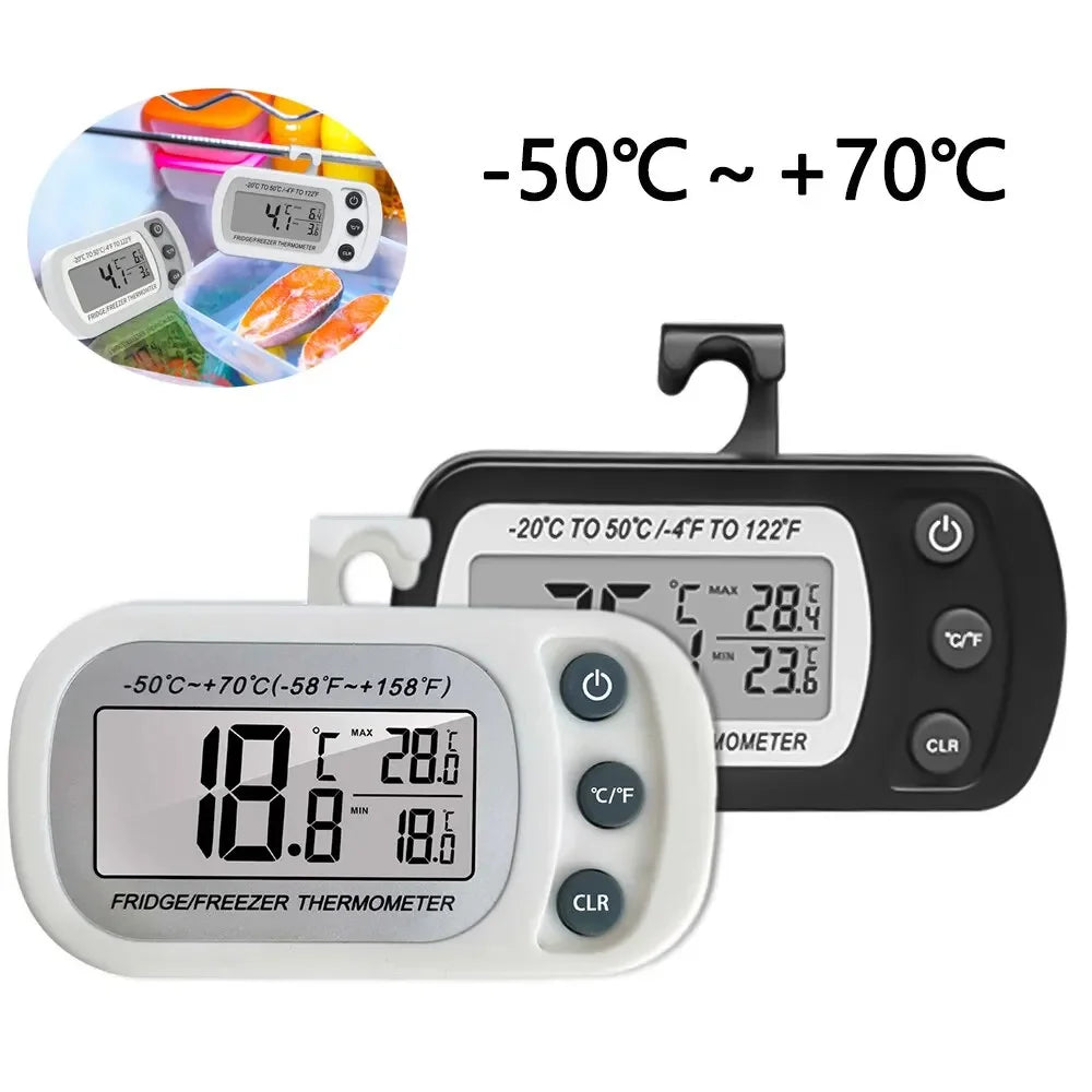 Fridge Thermometer With Hook Anti-Humidity Refrigerator Freezer Electric LCD Display Digital Thermometer Temperature Monitor Leedoar