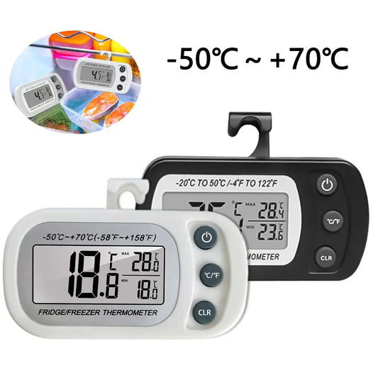 Termómetro para frigorífico con gancho antihumedad, para frigorífico y congelador, pantalla LCD eléctrica, termómetro digital, monitor de temperatura