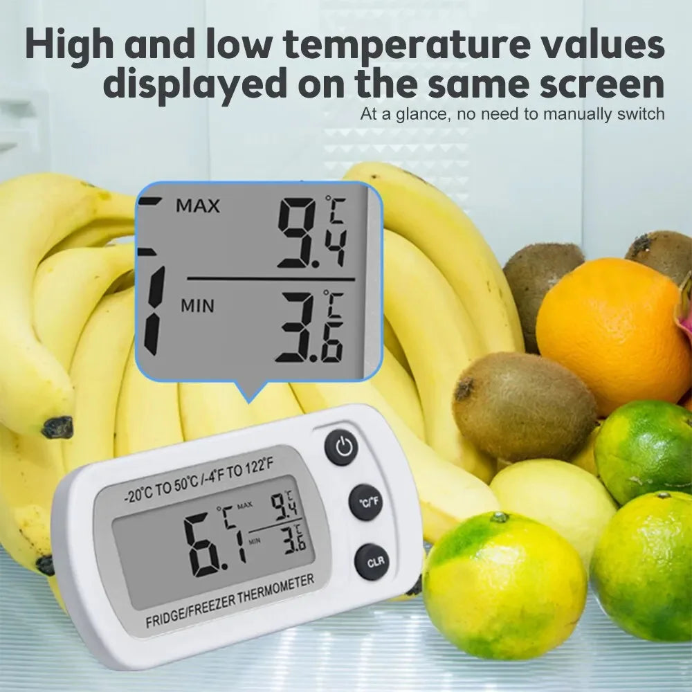 Fridge Thermometer With Hook Anti-Humidity Refrigerator Freezer Electric LCD Display Digital Thermometer Temperature Monitor Leedoar