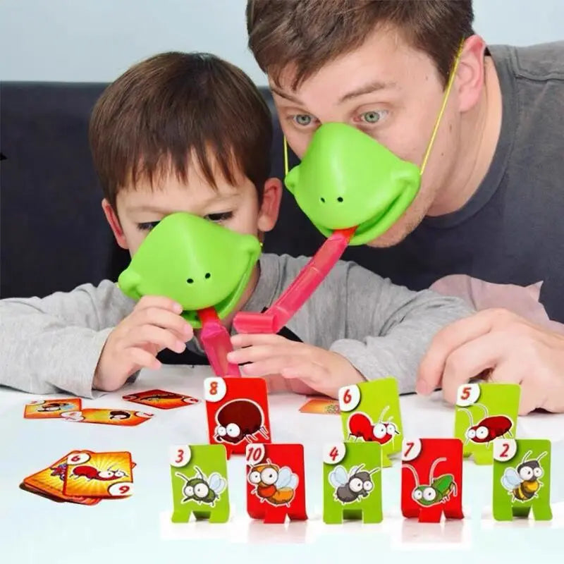 Frog Lizard Mask Wagging Tongue Lick Cards Board Games for Children Family Party Toys Antistress Funny Desktop Puzzle Game Toys Leedoar