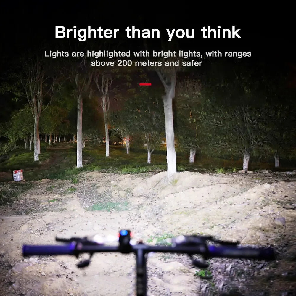 Luz frontal para bicicleta, recarregável por USB, com display de energia, luz LED para bicicleta, à prova d'água, farol de bicicleta, lanterna, acessórios para ciclismo 