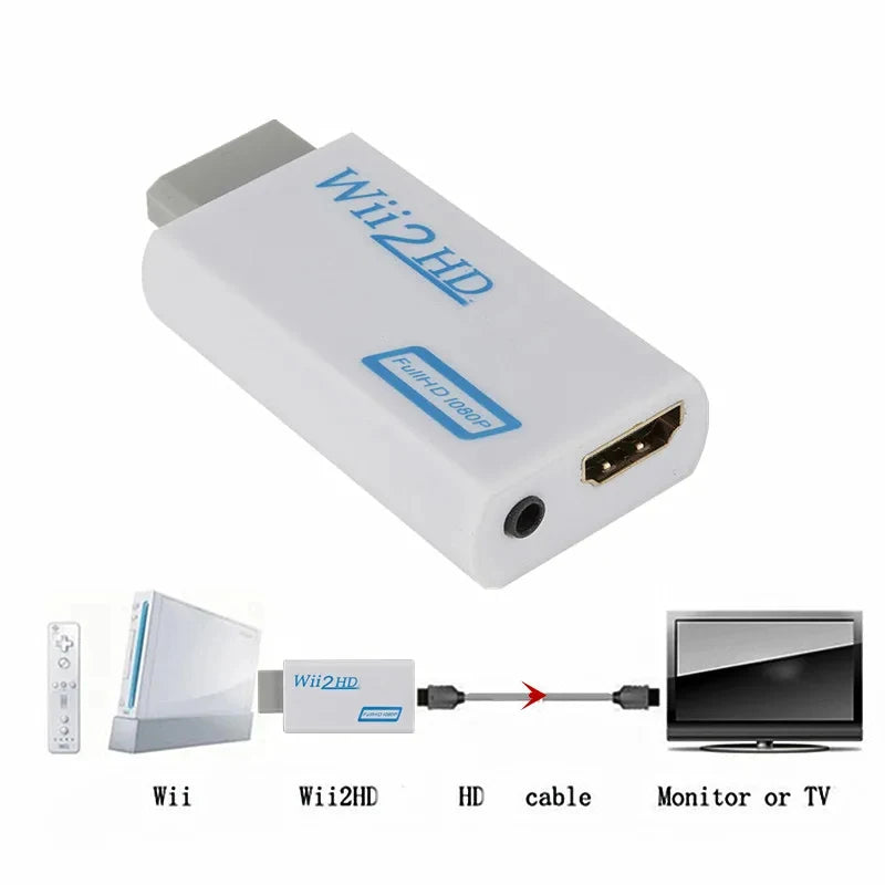 Full HD 1080P Wii To HDMI-compatible Adapter Converter 3.5mm Audio For PC HDTV Monitor Wii2 To HDMI-compatible Converter Adapter Leedoar