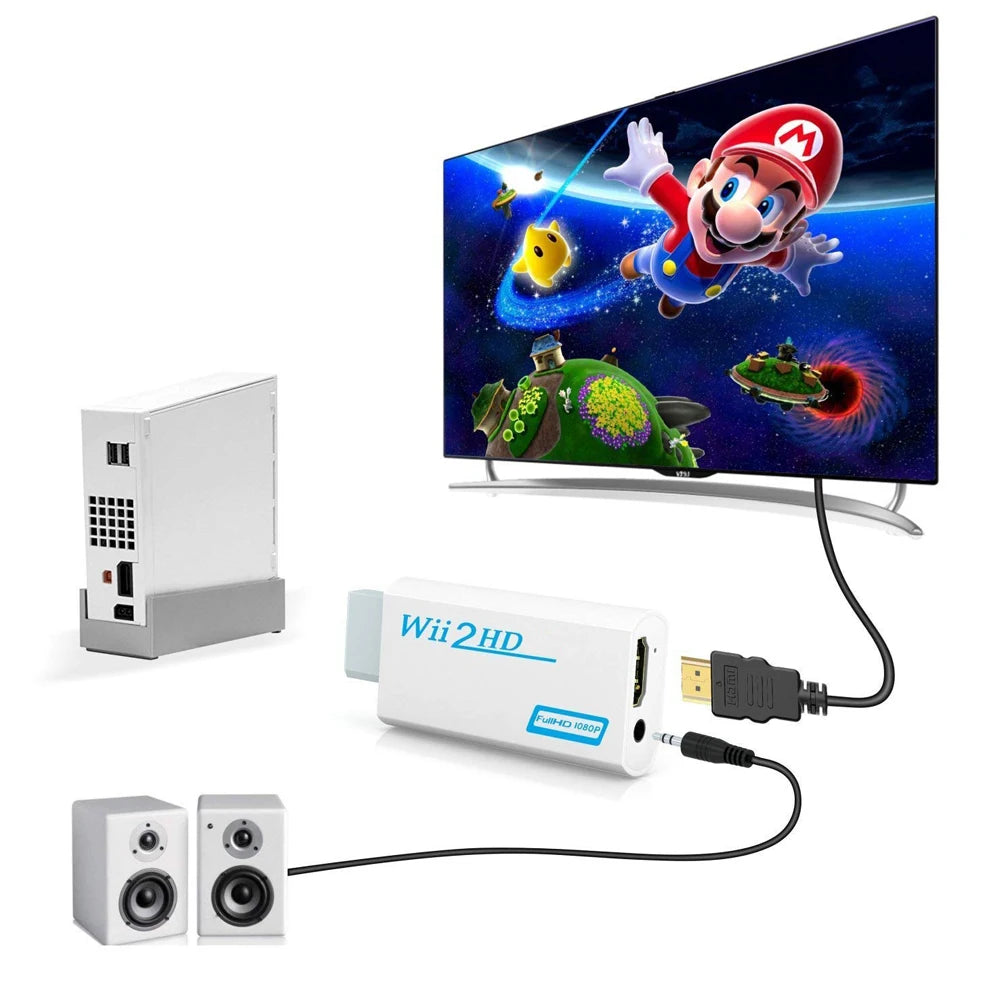 Full HD 1080P Wii To HDMI-compatible Adapter Converter 3.5mm Audio For PC HDTV Monitor Wii2 To HDMI-compatible Converter Adapter Leedoar