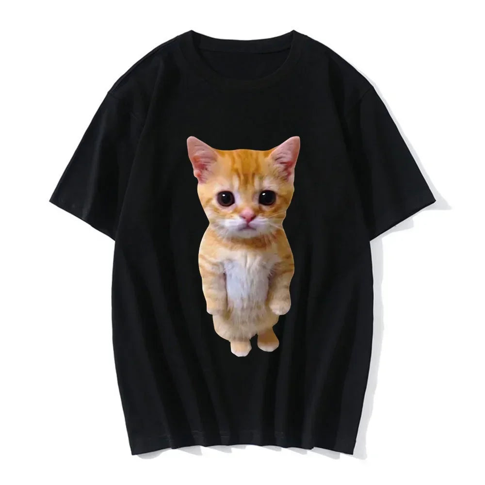 Funny Cat 3D Print Women Casual T-Shirt Women Men Summer Harajuku T Shirts Girl Boy Casual Fashion Clothes Leedoar