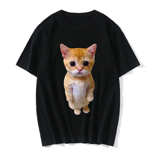 Camiseta informal con estampado 3D de gato divertido para mujer, camisetas Harajuku de verano para hombre y mujer, ropa informal de moda para niña y niño 