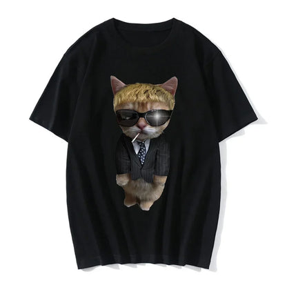 Funny Cat 3D Print Women Casual T-Shirt Women Men Summer Harajuku T Shirts Girl Boy Casual Fashion Clothes Leedoar