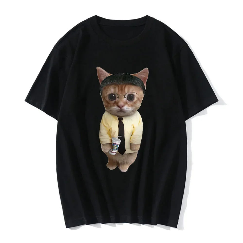 Funny Cat 3D Print Women Casual T-Shirt Women Men Summer Harajuku T Shirts Girl Boy Casual Fashion Clothes Leedoar