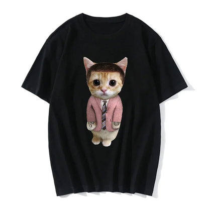 Funny Cat 3D Print Women Casual T-Shirt Women Men Summer Harajuku T Shirts Girl Boy Casual Fashion Clothes Leedoar