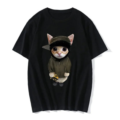 Funny Cat 3D Print Women Casual T-Shirt Women Men Summer Harajuku T Shirts Girl Boy Casual Fashion Clothes Leedoar