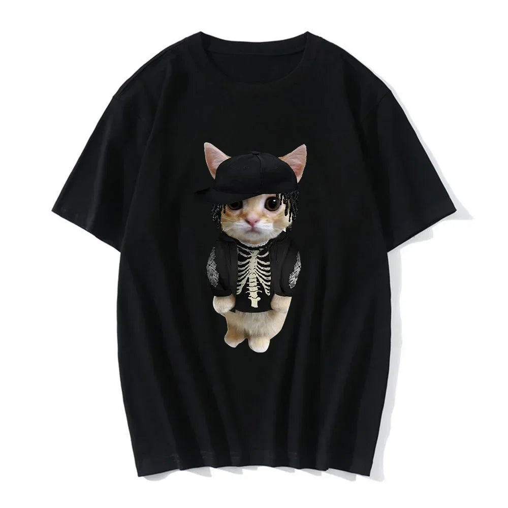 Funny Cat 3D Print Women Casual T-Shirt Women Men Summer Harajuku T Shirts Girl Boy Casual Fashion Clothes Leedoar