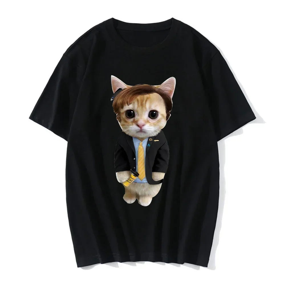 Funny Cat 3D Print Women Casual T-Shirt Women Men Summer Harajuku T Shirts Girl Boy Casual Fashion Clothes Leedoar