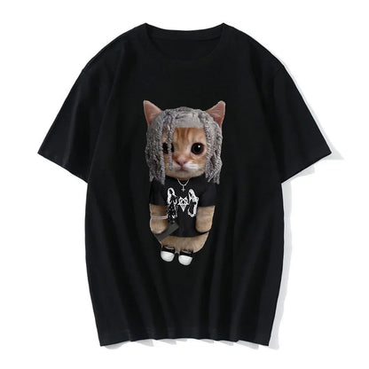 Funny Cat 3D Print Women Casual T-Shirt Women Men Summer Harajuku T Shirts Girl Boy Casual Fashion Clothes Leedoar