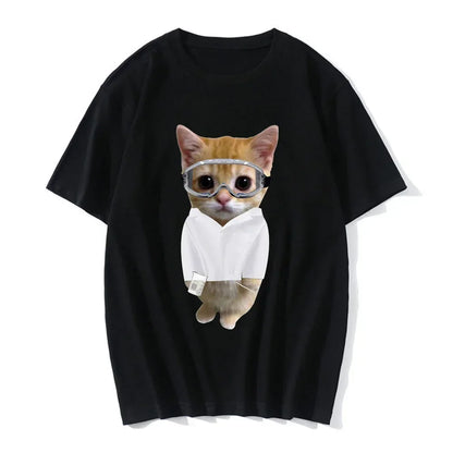 Funny Cat 3D Print Women Casual T-Shirt Women Men Summer Harajuku T Shirts Girl Boy Casual Fashion Clothes Leedoar