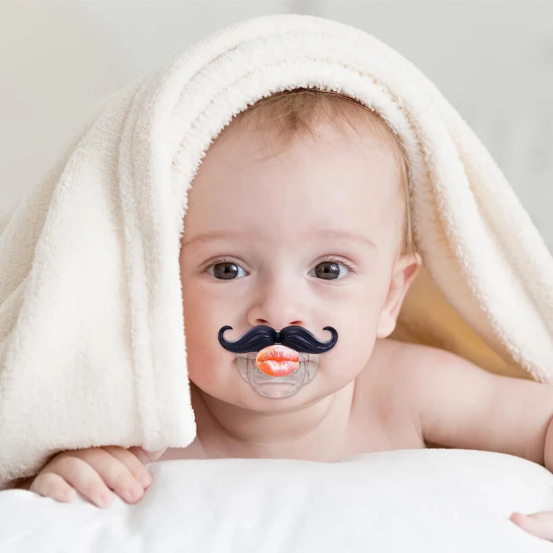 Funny Pacifiers for Babies,Newborn Pacifier,Funny Pcifiers for 0-6 Months, Mustache Pacifier,Teeth Binky,Gift Pacifiers for Boys Leedoar