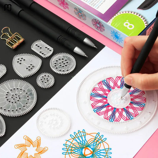 Engraçado Spirograph Montessori Educação Desenho Brinquedos Conjunto Régua Geométrica Brinquedos Desenho Acessórios Criativo Educacional Brinquedo Infantil 