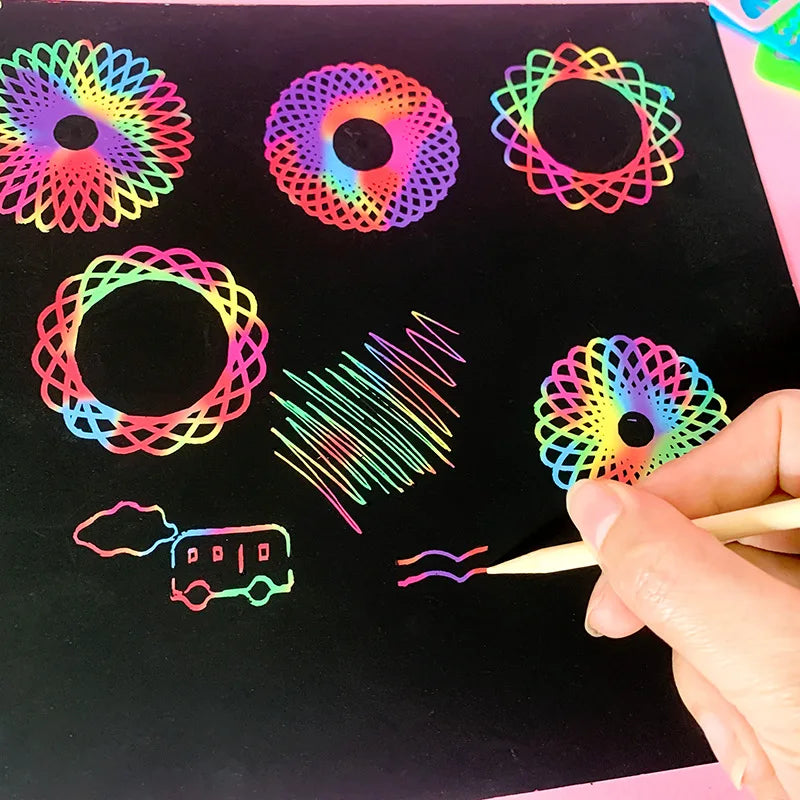 Divertido juego de juguetes de dibujo educativo Montessori con espirógrafo, regla geométrica, accesorios de dibujo, juguete educativo creativo para niños 