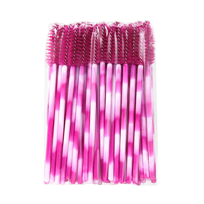 GAHAMACA High Quality Disposable 50 Pcs/Pack Crystal Eyelash Makeup Brush Diamond Handle Mascara Wands Eyelash Extension Tool Leedoar