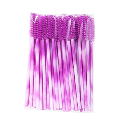 GAHAMACA High Quality Disposable 50 Pcs/Pack Crystal Eyelash Makeup Brush Diamond Handle Mascara Wands Eyelash Extension Tool Leedoar