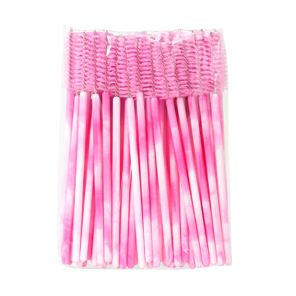 GAHAMACA High Quality Disposable 50 Pcs/Pack Crystal Eyelash Makeup Brush Diamond Handle Mascara Wands Eyelash Extension Tool Leedoar