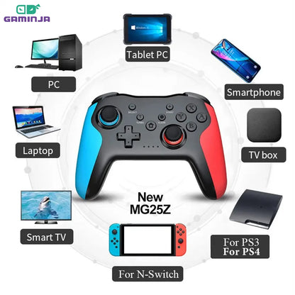 Controlador inalámbrico GAMINJA MG25Z con Bluetooth para Nintendo Switch, PS3, PC, joystick con doble vibración y sin retrasos 