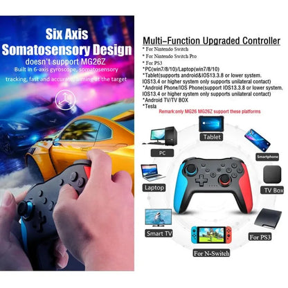 Controlador inalámbrico GAMINJA MG25Z con Bluetooth para Nintendo Switch, PS3, PC, joystick con doble vibración y sin retrasos 