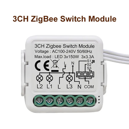 GIRIER Tuya ZigBee 3.0 Light Switch Module, Smart DIY Breaker 1 2 3 4 Gang Supports 2 Way Control, Works with Alexa Google Home Leedoar