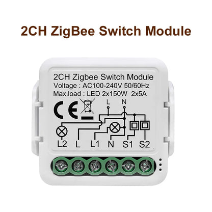 GIRIER Tuya ZigBee 3.0 Light Switch Module, Smart DIY Breaker 1 2 3 4 Gang Supports 2 Way Control, Works with Alexa Google Home Leedoar