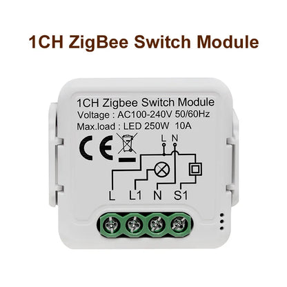 GIRIER Tuya ZigBee 3.0 Light Switch Module, Smart DIY Breaker 1 2 3 4 Gang Supports 2 Way Control, Works with Alexa Google Home Leedoar