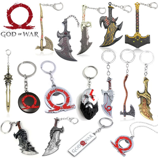 Juego God of War 5 Ragnarok Llaveros Martillo de Thor Mjolnir Kratos Blades of Exile Leviatán Hacha Arma Colgante Llavero Joyería 