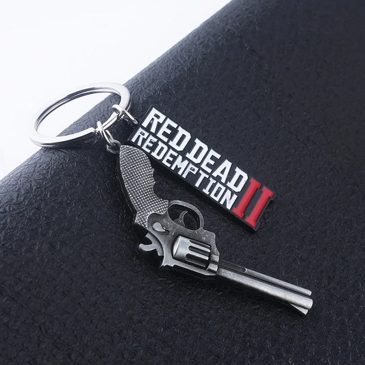 Llavero con colgante de logotipo de la letra del juego Red Dead Redemption RDR2 para mujer y hombre, regalo de joyería 