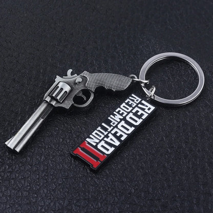 Jogo Red Dead Redemption Chaveiro RDR2 Gun Letra Logotipo Pingente Chaveiro para Mulheres Homens Chaveiro Jóias Presente 