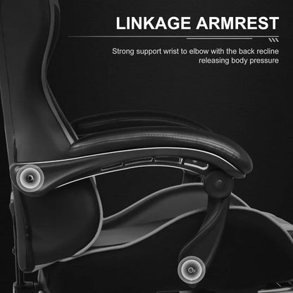 Gaming Chair,with Footrest And Lumbar Support,Height Adjustable With 360° Swivel Seat And Headrest And For Office Gaming(White)