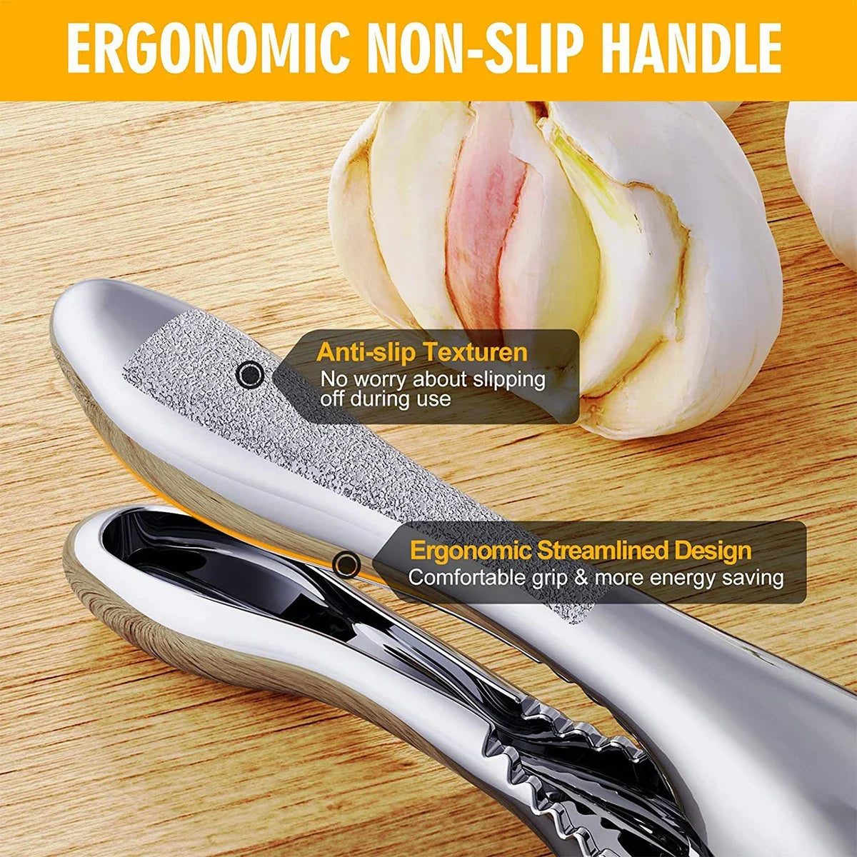 Garlic Press Garlic Press Slicer Stainless Steel 2 in 1 Garlic Mincer Dual Function Garlic Crusher Handheld Garlic Squeezer Tool Leedoar