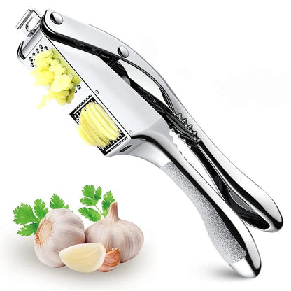 Garlic Press Garlic Press Slicer Stainless Steel 2 in 1 Garlic Mincer Dual Function Garlic Crusher Handheld Garlic Squeezer Tool Leedoar