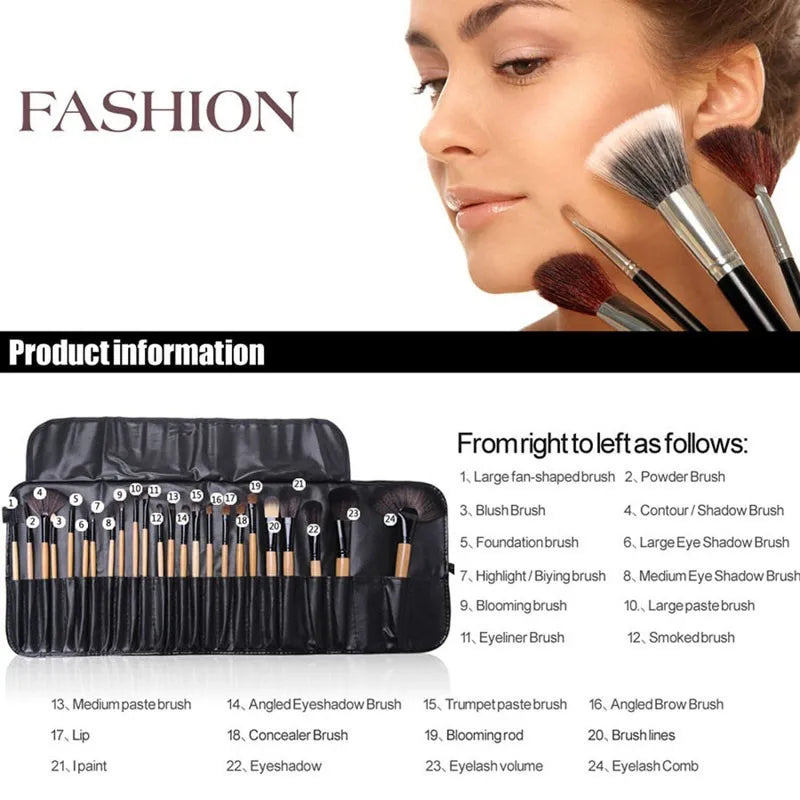 Gift Bag Of  24 pcs Makeup Brush Sets Professional Cosmetics Brushes Eyebrow Powder Foundation Shadows Pinceaux Make Up Tools Leedoar