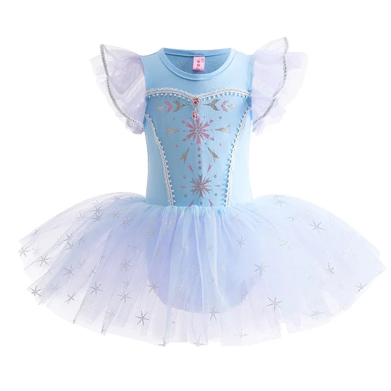 Girl Ballet Practice Dress Party Fancy Sequined TUTU Dress Elsa Anna Belle Clothes Baby Girl Stage Shows Party Costumes Leedoar