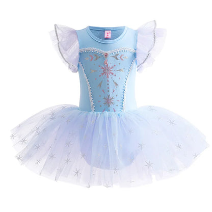 Girl Ballet Practice Dress Party Fancy Sequined TUTU Dress Elsa Anna Belle Clothes Baby Girl Stage Shows Party Costumes Leedoar