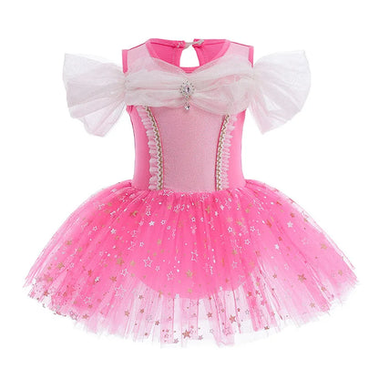 Girl Ballet Practice Dress Party Fancy Sequined TUTU Dress Elsa Anna Belle Clothes Baby Girl Stage Shows Party Costumes Leedoar