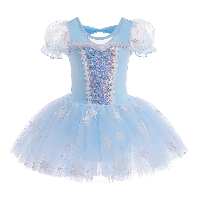 Girl Ballet Practice Dress Party Fancy Sequined TUTU Dress Elsa Anna Belle Clothes Baby Girl Stage Shows Party Costumes Leedoar