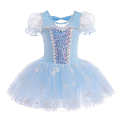 Girl Ballet Practice Dress Party Fancy Sequined TUTU Dress Elsa Anna Belle Clothes Baby Girl Stage Shows Party Costumes Leedoar