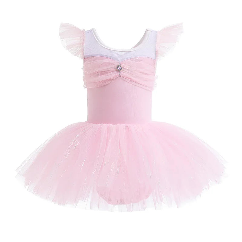 Girl Ballet Practice Dress Party Fancy Sequined TUTU Dress Elsa Anna Belle Clothes Baby Girl Stage Shows Party Costumes Leedoar