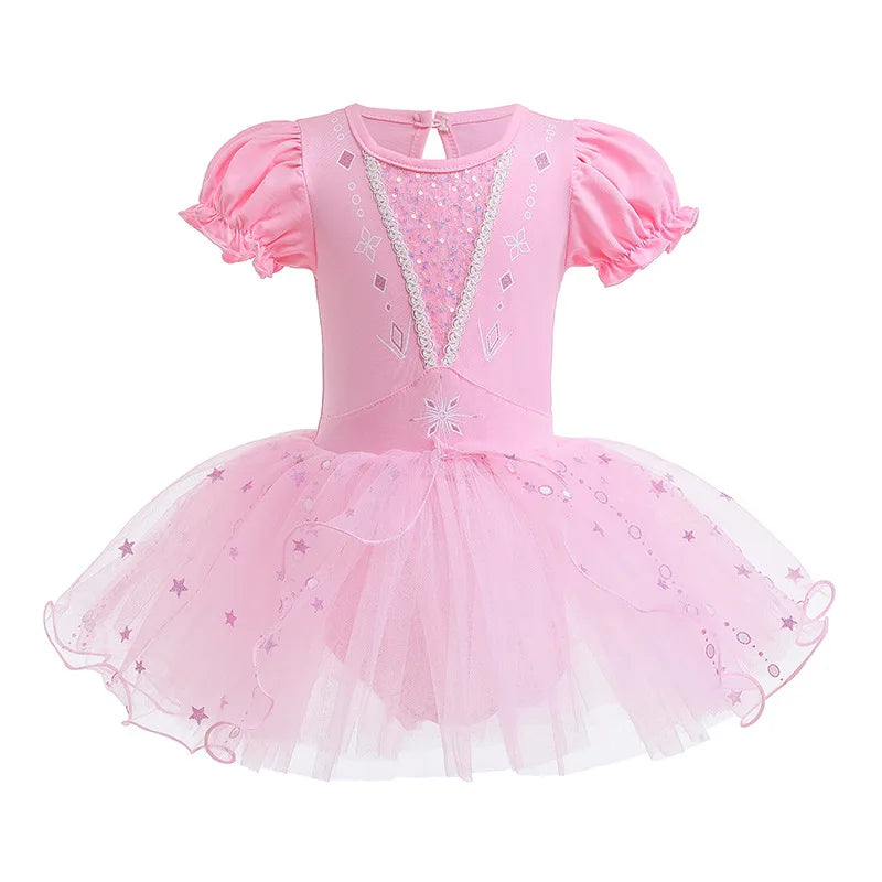 Girl Ballet Practice Dress Party Fancy Sequined TUTU Dress Elsa Anna Belle Clothes Baby Girl Stage Shows Party Costumes Leedoar