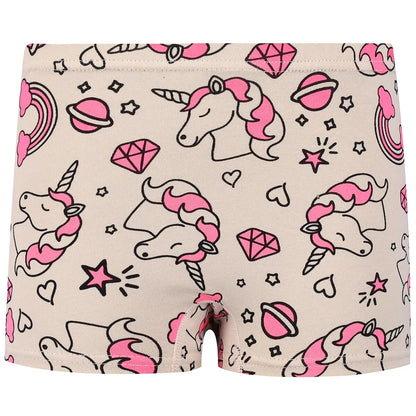 Girl's 3-Piece Unicorn Cat Boxer Cotton Underwear Leedoar