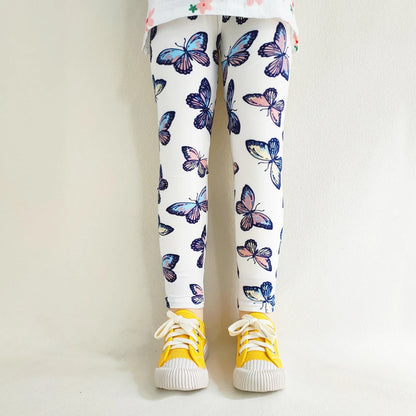 Girls' Leggings Fashion Cartoon Tight Pants Spring and Autumn Baby Girls Slim Fit Flower Leggings Summer Children's Pants Leedoar