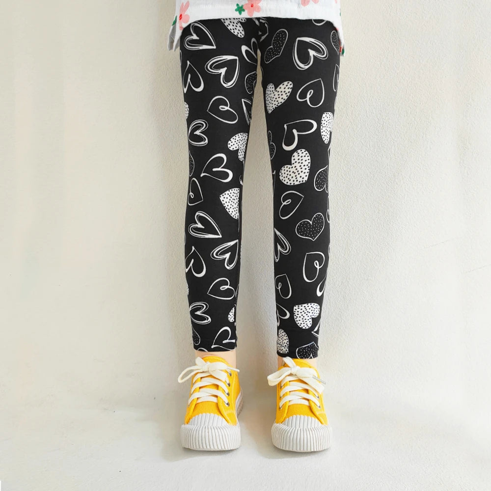 Girls' Leggings Fashion Cartoon Tight Pants Spring and Autumn Baby Girls Slim Fit Flower Leggings Summer Children's Pants Leedoar