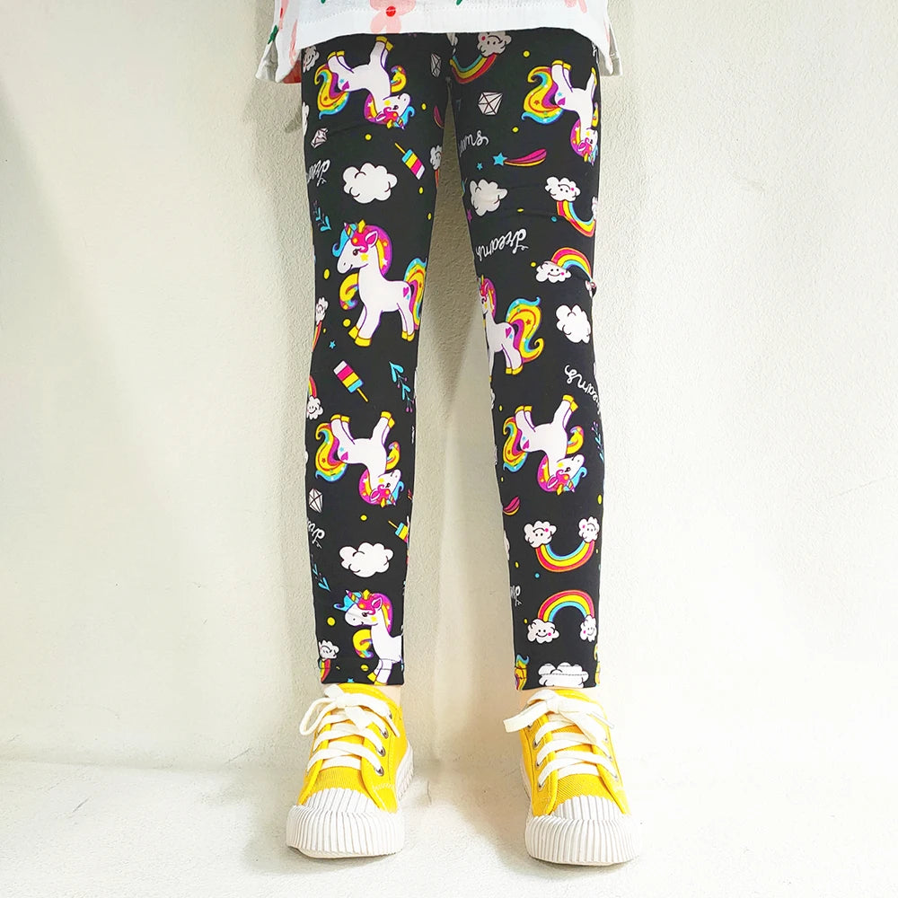 Girls' Leggings Fashion Cartoon Tight Pants Spring and Autumn Baby Girls Slim Fit Flower Leggings Summer Children's Pants Leedoar