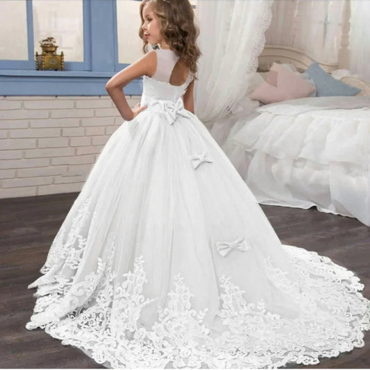 Vestidos de fiesta de boda blancos para niñas de 6 a 14 años, elegantes vestidos de dama de honor para adolescentes, vestidos de cumpleaños para niños 