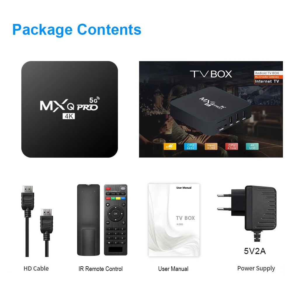 Global Version 2024 Android10 Smart TV Box Home Theater TV Set-top Box MXQ-PRO 4K HDR10 2.4GWIFI Netflix Streaming Media Player Leedoar