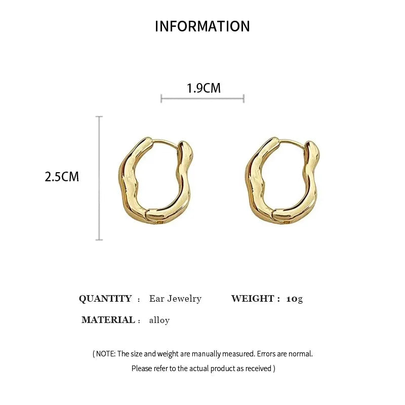 Gold Color Metallic Ear Loops For Women Simple Cool Style Irregular Geometric Ear Buckle Personalized Party HooP Earring Jewelry Leedoar