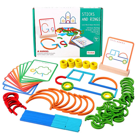 Rompecabezas de madera de buena calidad con palos y anillos creativos, juego de inteligencia Montessori, juguetes educativos para la primera infancia, regalo para niños 